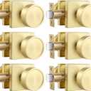 Haidms Gold Passage Door Knobs Interior, Zinc Alloy Brushed Gold Closet Door Knobs, Heavy Duty Round Brushed Brass Doorknobs for Hall Closet,Hallway(6 Pack)