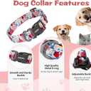 3 x Kazazoo Dog Collar Cute and Soft Nylon Puppy Collar Girl, Adjustable Dog Collars for Small Medium Dogs, Blue and Pink Flowers-S