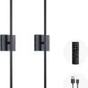 LED Wireless Wall Sconce with Remote Control (Set of Two), USB Rechargeable Battery Powered Indoor Wall Lamps, Dimmable, 360 Rotate, Timing, 28.3 inch Black Wall Lights for Hallway/Living Room/Bedroom