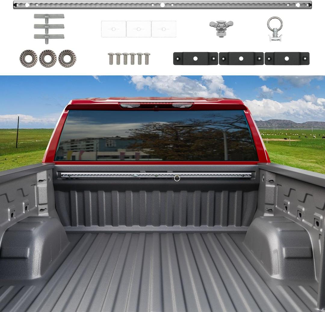 Front Trail Rail System Compatible with 2019-2025 Chevy Silverado Truck Bed Rail System GMC Sierra 1500 Tie Down Rail Replacement for 2019-2025 Chevy Silverado Accessories (Front Trail Rail)