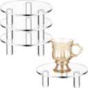 3 Pcs 3.86 Inch Round Acrylic Risers Display Stands Small Clear Round Acrylic Display Riser for Cake Food Jewelry Figurines Collectibles Table Decor Organizer