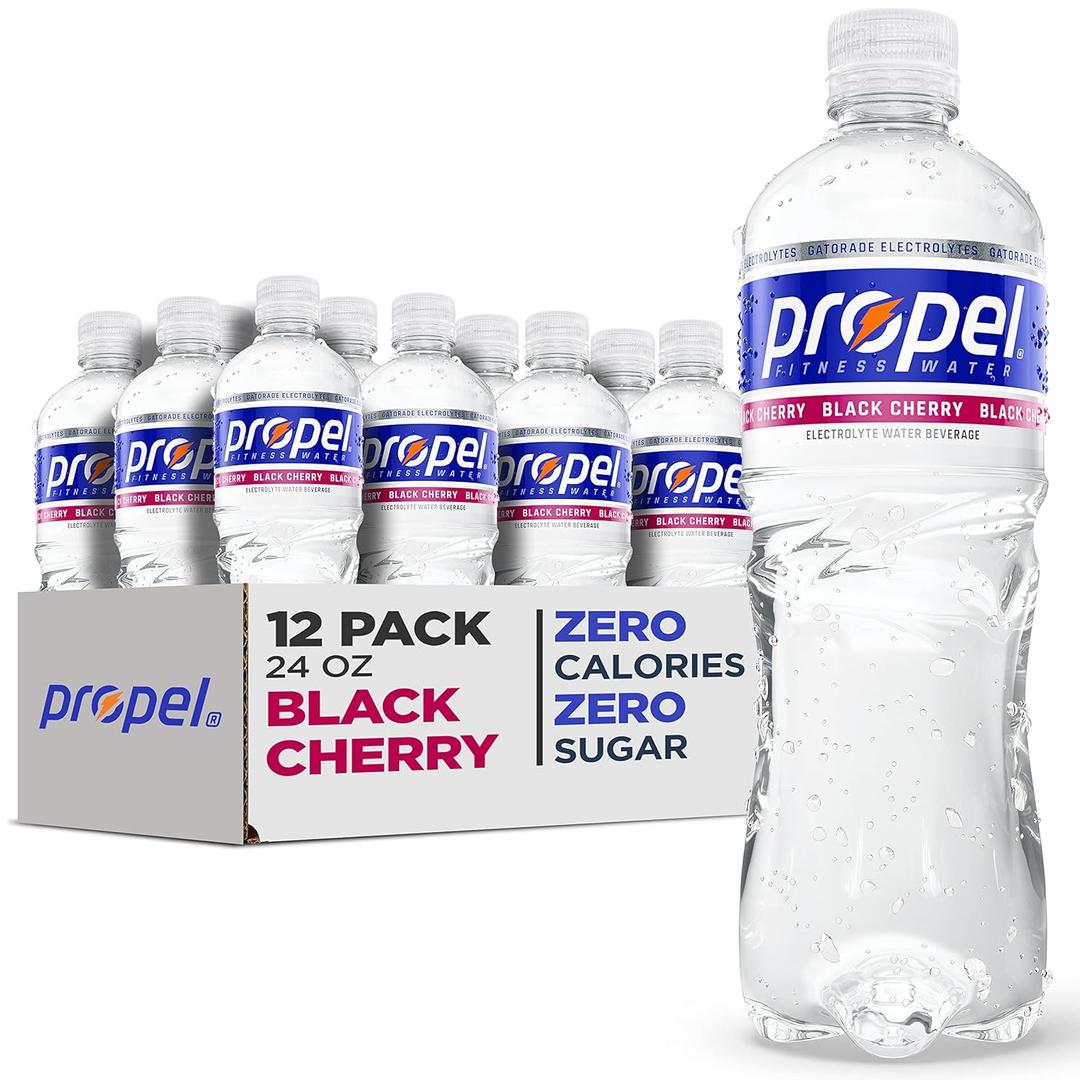 Propel, Black Cherry, Zero Calorie Water Beverage with Electrolytes & Vitamins C&E, 24 Fl Oz (Pack of 12)