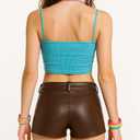 Faux Leather Micro Shorts for Women Y2K Sexy Low Rise Mini Short Rave Outfits Festival Club (Brown, M)