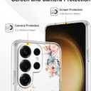 Flower Phone Case Floral for Samsung Galaxy S23 Ultra 5G 6.8'' with Screen Protector, Clear Transparent Phone Cover Slim Soft Shockproof Anti-Scratch Drop Protection Funda for Girls Women
