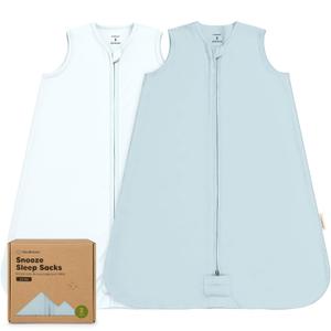 2-Pack Baby Sleep Sacks, Zipper Wearable Blanket - 0.5TOG Organic Cotton, Lightweight, Soft Cozy Infant Sleeping Sack 3-6 months, Easy to Wear Small Newborn Transition Swaddles Sleepsacks (Glacier)