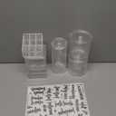 6-Pack Makeup Organizer Acrylic Plastic Containers. Bathroom Beauty Storage Set: 5 Canisters & 107 Printed Labels Organization