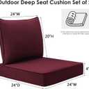Unimatta Sunbrella Outdoor Patio Chair Cushions Set, 24" x 24", Set of 2, Water-Repellent, Fade Resistant, Deep Seat Cushion for Backyard, Couch, Sofa and Patio Furniture, Spectrum Ruby