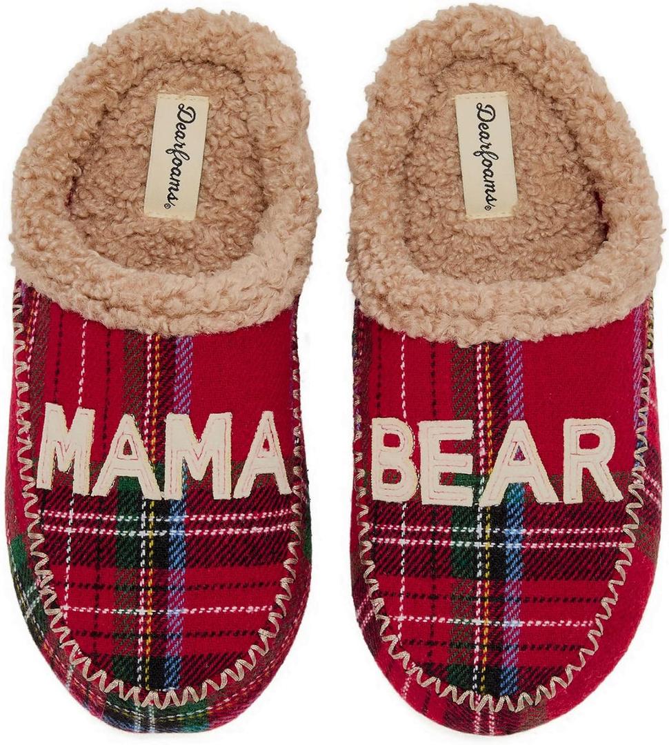 Dearfoams Women's Mama Bear Matching Family Gifts for Mom Clog (Red, XL)
