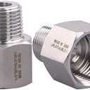 DERPIPE Forged Reducer Adapter Fitting - Stainless Steel 304 Reducing Pipe Connector, 1/2" NPT Female x 3/8" NPT Male (pack of 2)