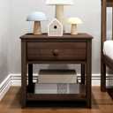 Max & Lily Classic Nightstand with Shelf and 1 Drawer, Walnut