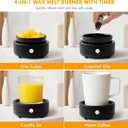 Wax Melt Warmer with Timer Ceramic 4-in-1 Candle Warmer with Auto Shut-Off for Scented Wax Melts, Candle Jars, Essential Oil, Coffee Cup Warmer Wax Burner Home Decor Fragrance Gifts for Women - Black
