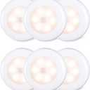 STAR-SPANGLED 6 Pack 2.8 Motion Sensor Lights Indoor AAA Battery Operated, Stick on LED Puck Light for Stairs, Under Cabinet, Closet, Warm White