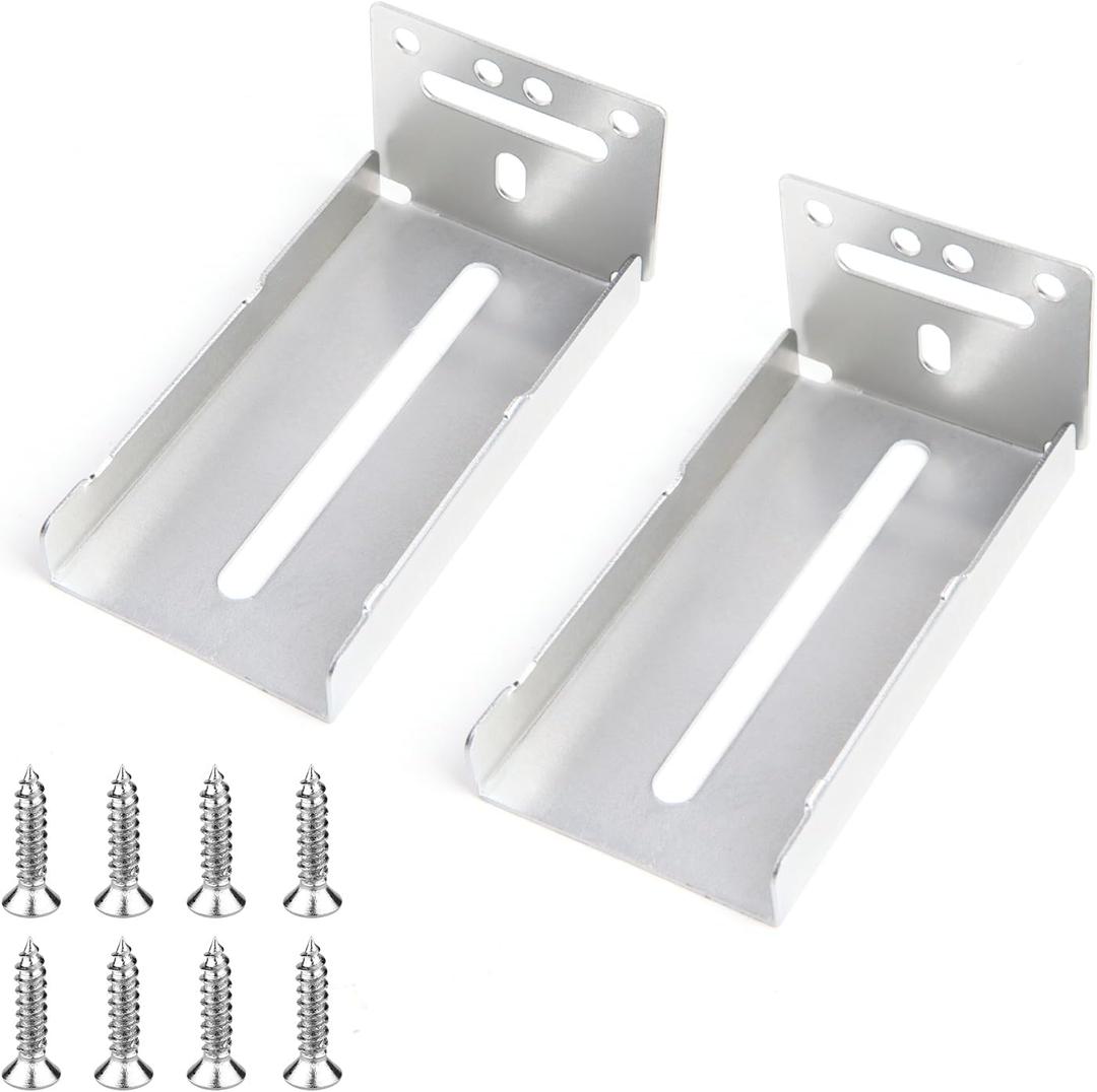 2 Pairs | Rear Mounting Brackets for Face Frame Cabinets - Compatible with HBL' 1.77 Inch (45mm) Width Drawer Slides, 0 to 3.5 Inch Adjustable. (Silver)
