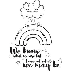 Children We Know What We are Motivational Quote Wall Decal Decoration Cute Happy Cloud Raining Little Stars Rainbow Lasts Years and Easily Removable - Size: 32 in(W) x 40 in(H)