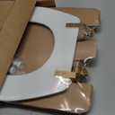 Mayfair Bennett Toilet Seat with Brushed Gold Hinges, Slow Close Wood Seat, Secure Metal Hinges, Easy Install, Made in USA, Round, White