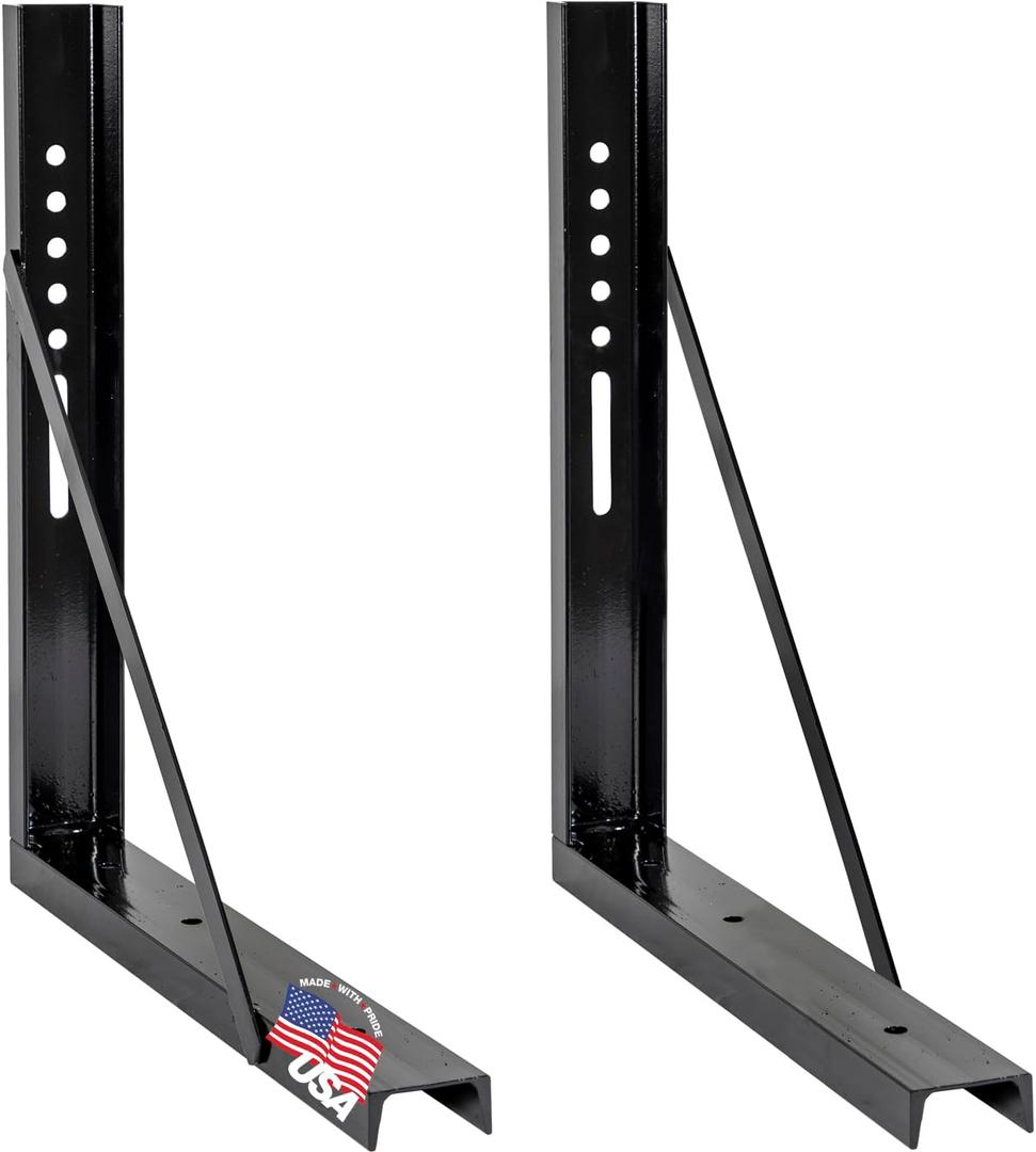 Buyers Products 1701015 Heavy Duty Welded Black Structural Steeling Mounting Brackets for Underbody Truck Tool Box, Set of 2, 24 x 24, Corrosion Resistant, Universal Hole Pattern For Quick Mounting