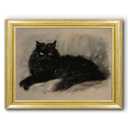 Gold Framed Vintage Dark Academia Black Cat Canvas Wall Art 8"x10"