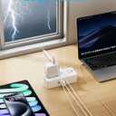 Kakyanill Surge Protector Power Strip, 10 ft Flat Extension Cord with 4 Outlets 3 USB Ports (2 USB C), Flat Plug Power Strip with 900 Joules Protection, Suitable for Home Office Dorm Room, White