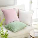 decorUhome Summer Chenille Soft Cozy Throw Pillow Covers 16x16 Set of 2, Modern Farmhouse Boho Velvet Decorative Pillow Cases with Stitched Edge for Couch Sofa Bed Home Decor, Blush Pink