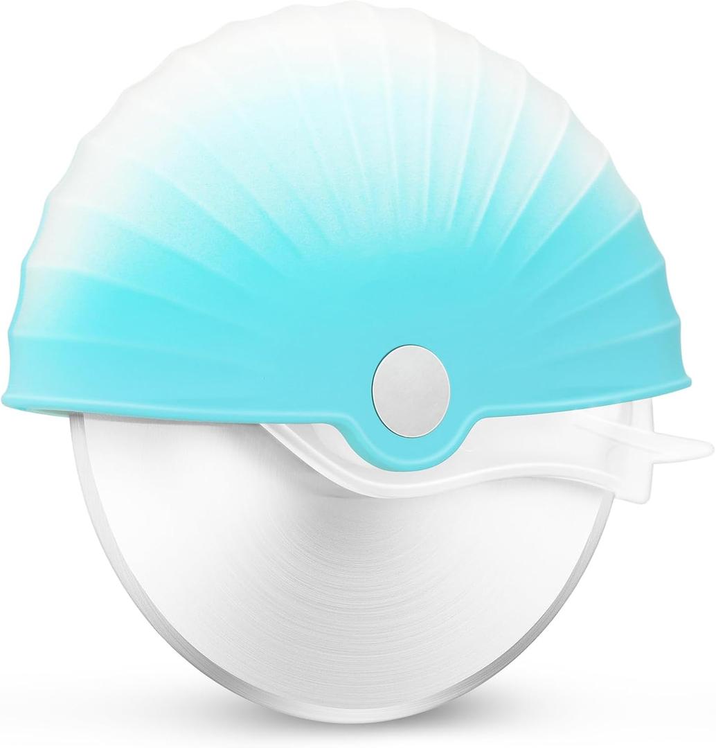 Pizza Cutter Wheel with Protective Blade Cover, Detachable and Dishwasher Safe (Blue)