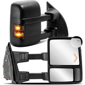 2PCS Towing Mirror Compatible for 2008-2016 Ford F250 F350 F450 F550 Super Duty Turn Light Power Heated w/Led (Black)