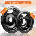 Stove Burner Covers W10288051 Burner Drip Pans -2 Packs 6 W10290353 Black Porcelain Burner Pans and 8" W10290350 Stove Top Covers for Electric Stove by Sikawai