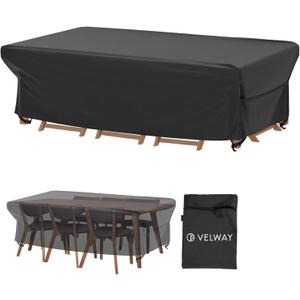 Velway Patio Table Chairs Set - Waterproof 88"L x 62"W x 28"H Outdoor Bistro Dining Set - Fire Pit Table Cover - Furniture Cover - Small Rectangle - Ultra Windproof - UV-Resistant