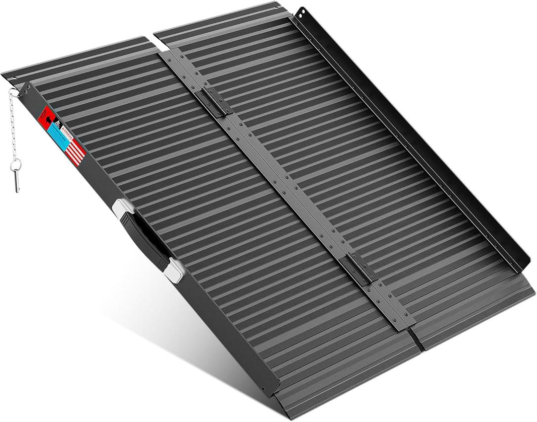 Black Portable Wheelchair Ramp, 3FT No-sew Non-Slip Aluminum Wheelchair Ramp, Folding Portable Wheelchair Ramps for Home, Weight Capacity Up to 800 LBS, Loading Dock Plates (3FT Using height 3-9")