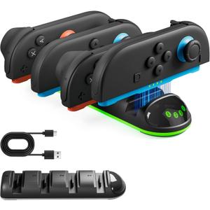 Portable Charging Dock Station for Nintendo Switch 2 Joycon Controller, FANPL Mini Fast Charger Stand for 4 Joy con 2 with Charging Indicator and Type C Charging Cable