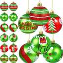 12pcs 2.4 Inch Christmas Ball Ornaments Glittering Red and Green Swirl Candy Cane Elf Balls for Christmas Tree Decorations, Plastic Hanging Pendants for Home Indoor Holiday Party Decor