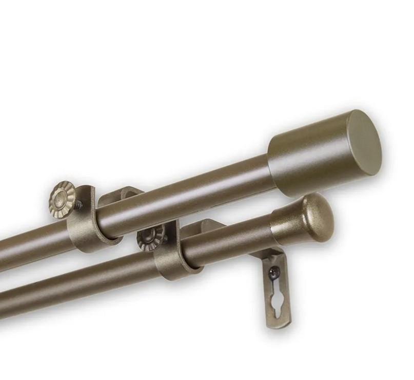 Rod Desyne Nora Double Curtain Rod 120-170 inch S -Antique Brass