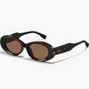 Fashion Retro Oval Sunglasses Women's Classic Small Frame UV400 Protection Lightweight Fashionable Sun Visor