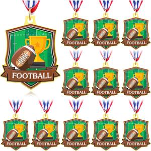 Hiboom 12 Pcs Medals for Awards, Football Soccer Volleyball Golf Basketball Tennis Gold Metal Medal Christmas Team Gifts, Sport Theme Party Favors, Award Medals Bulk for Competition Prizes