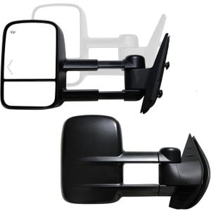 Towing Mirrors Compatible with 2007-2014 Chevy Silverado 1500 2500 3500 Suburban GMC Sierra Yukon with Power Heated Arrow Signal Light Black Side Mirrors Set