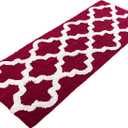 100% Cotton Bathroom Rug - 24x60-Inch Bathmat with Trellis Pattern and Non-Slip Base - Machine Washable Bathroom Rugs by Lavish Home (Burgundy)