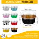 120 Pcs Aluminum Foil Baking Cups Mini Cake Pans with Lids 5 oz Cupcake Liners Disposable Muffin Tins Wrappers Baking Foil Ramekins Pans Aluminum Cupcake Cups for Birthday Party