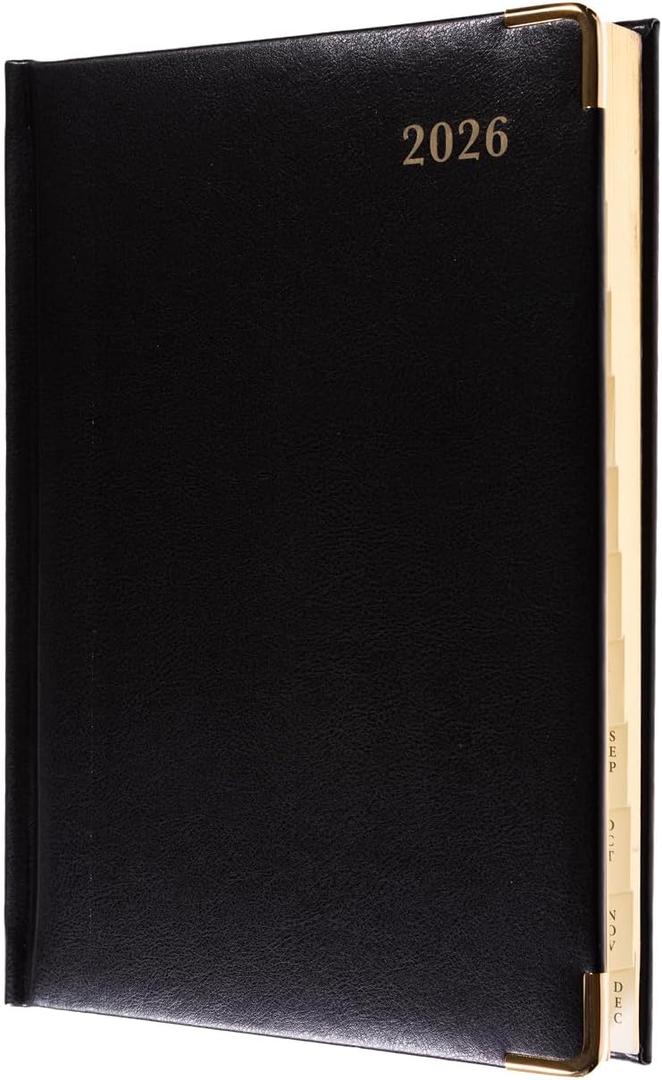 Collins - Classic - Compact 2026 12 Month Calendar Year Planner, Day-To-Page with Appointments A5 Diary - Black (1250V.99-26)