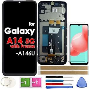 LCD Screen Replacement Touch Display Digitizer Assembly with Frame for Samsung Galaxy A14 5G A146 SM-A146 SM-A146U SM-A146U1 SM-A146U1/DS 6.6 inch