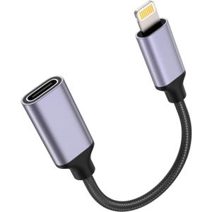 TechMatte Female USB C to Lightning Male Cable Adapter, 27W PD Fast Charging Only Compatible for iPhone iPad iPod AirPods, No Audio, Not for Headphones/OTG Android, 4 Inch