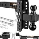 Adjustable Trailer Hitch -Drop Hitch-Tow Hitch with 2.5 inch Receiver-6inch Drop/Rise, 2" & 2-5/16" Ball Hitches for Trucks, 22,000 LBS GTW, Trailer Hitches with Anti-Theft Pin, Black…
