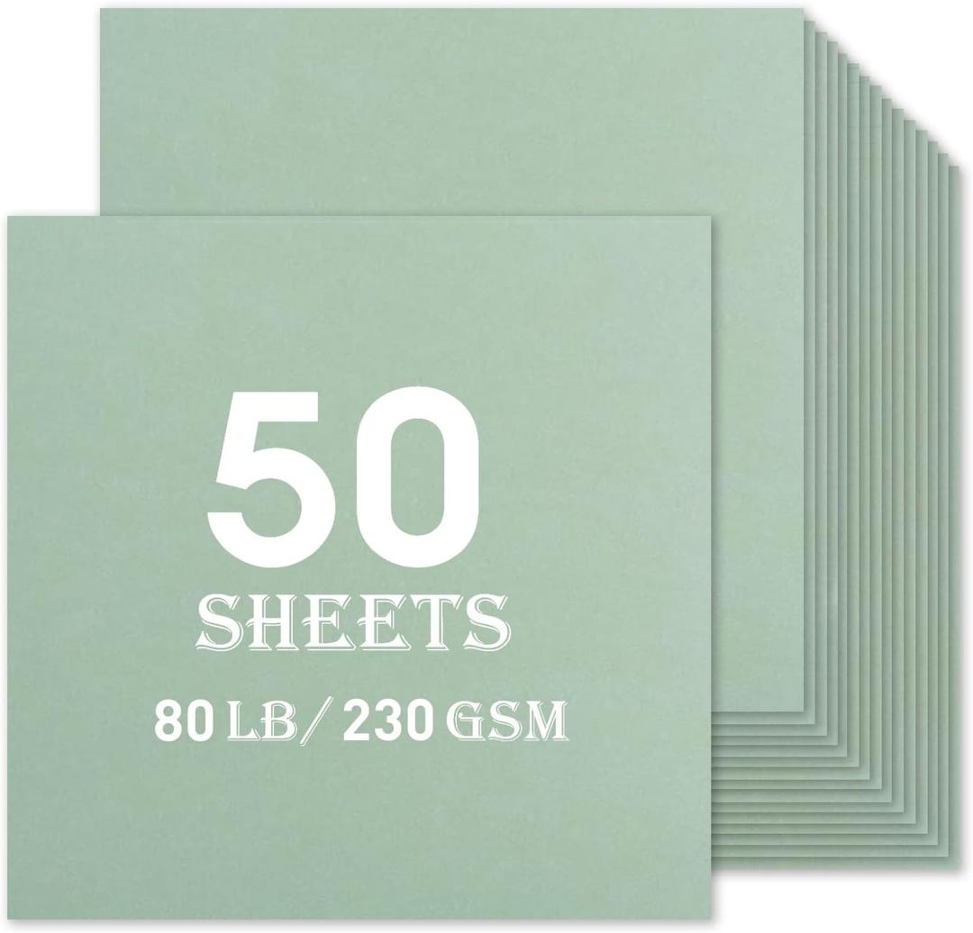 Sage Green Cardstock 50 sheets, 12 x 12 Cardstock Paper Bulk Construction Paper,230GSM Card Stock Printer Paper Scrapbooking Supplies for Diy Crafts Cricut Card Making