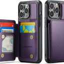 Vinich for iPhone 14 Pro Max Wallet Case with Card Holder, RFID Blocking Credit Slots Kickstand Shockproof Phone Cover for Women Men, Purple