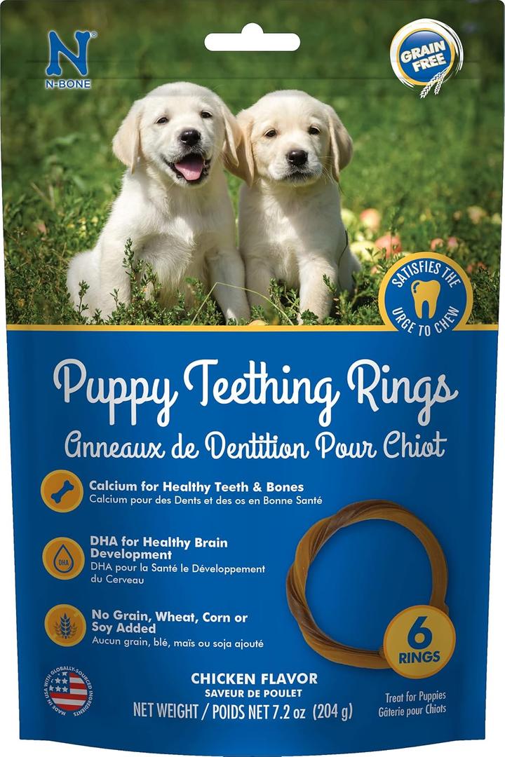2 x N-Bone Puppy Teething Rings, Grain-Free Chicken Flavor, 6 ct (EXP 08/23/27)