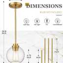 3-Pack Pendant Lights Kitchen Island, Gold Hanging Lights Fixtures with Clear Glass Globe Shade, Brass Kitchen Island Lighting for Dining Room, AD-22280-1P3-GD