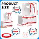 Dunzoom 24 Set Baseball Sport Coffee Cup Holder Bulk 2/4 Drink Carrier with Handles with Card and Ribbon Paperboard Coach Appreciation Gifts for Sport Birthday Team Party Favors Supplies(Baseball)
