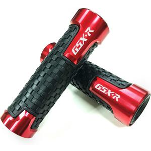Red Carbon Look Aluminum Motorcycle 22mm Engraved Handle Bar Rubber Gel Hand Grips CNC Bar End 7/8" Compatible with Suzuki GSXR GSX-R 125 150 600 750 1000 1300 Hayabusa