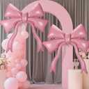 2Pcs 42 Inch Large Pink Bow Balloons - Giant Balloons for Girl Women Birthday Wedding Engagement Bachelorette Baby Shower Coquette Party Valentine's Day Decorations