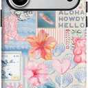 for iPhone 17 Pro Case, Summer Beach Ocean Vintage Seashell Flower Collage Design Cover, Cute Aesthetic Hybrid 2-Layer Hard Shell Shockproof Phone Case for Girls Women 6.3''