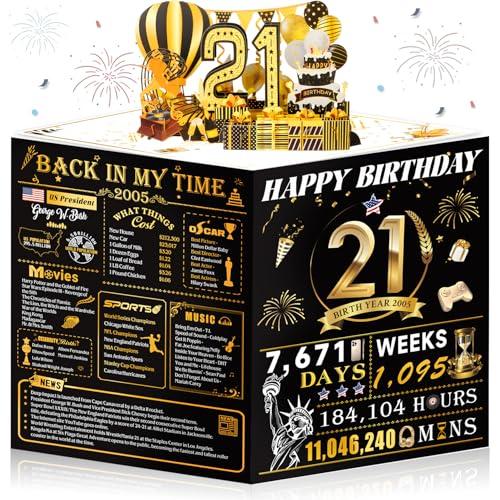 OLOSONG 21st Birthday Card for Girl Boy Son Daughter, Big Pop Up 21st Birthday Cards for Grandson Granddaughter, Back In 2005 Funny 21 Year Old Birthday Decorations