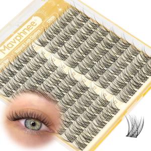12MM Natural Eyelash Clusters Clear Band Lash Clusters Fluffy Individual Lashes DIY Cluster Lashes Wispy Cluster Eyelash Extensions for Polished Look (108PCS, CC Curve)